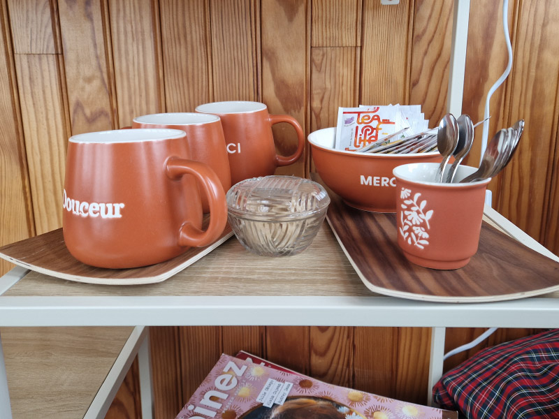 service à thé adorable couleur terracotta très tendance aux formes arrondies.