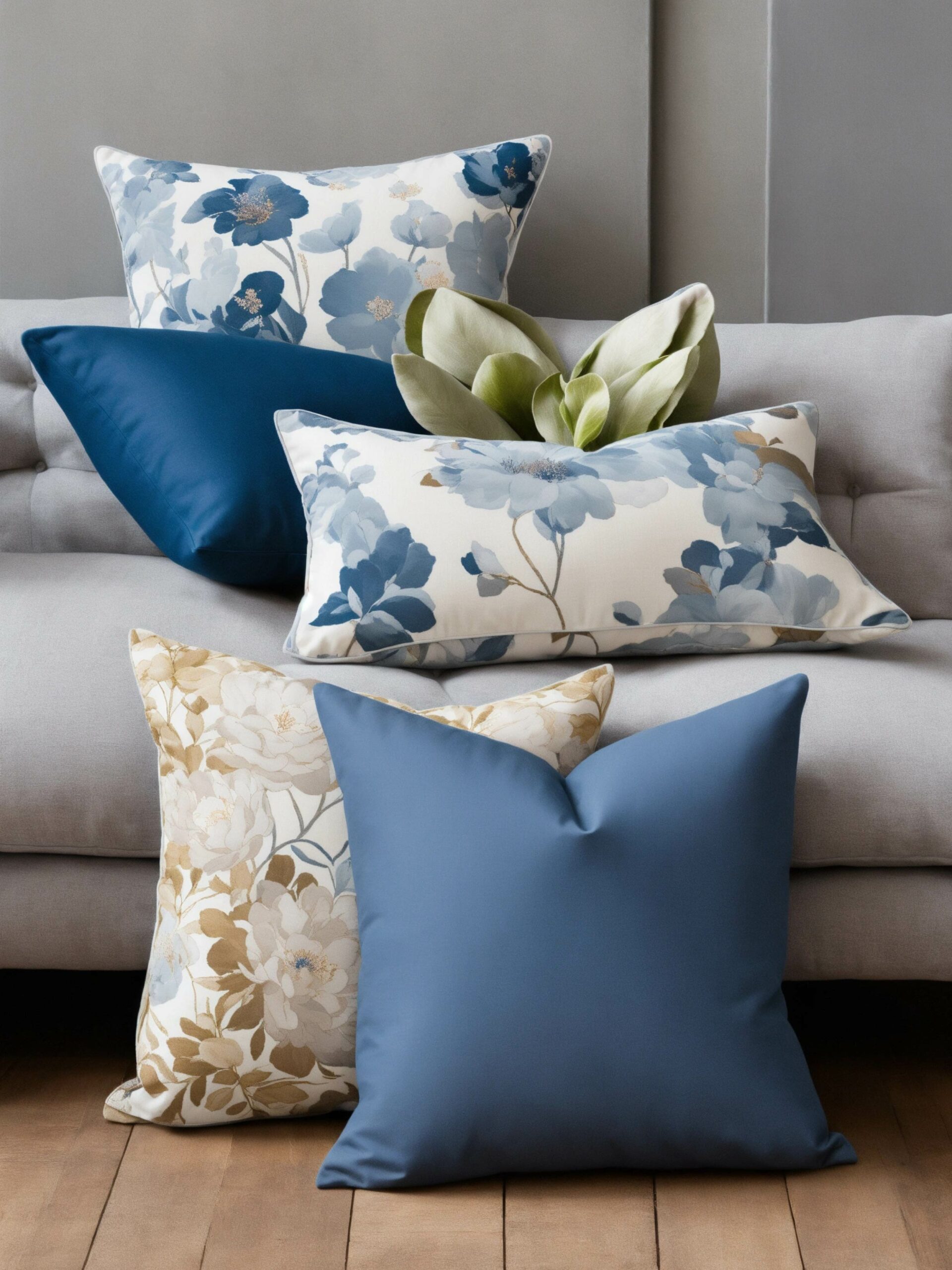 joli mélange de coussin imprimés et unis, un style Laura Ashley