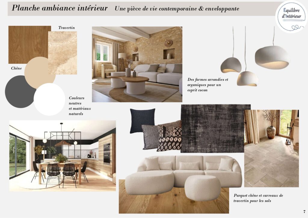 planche ambiance salon contemporain