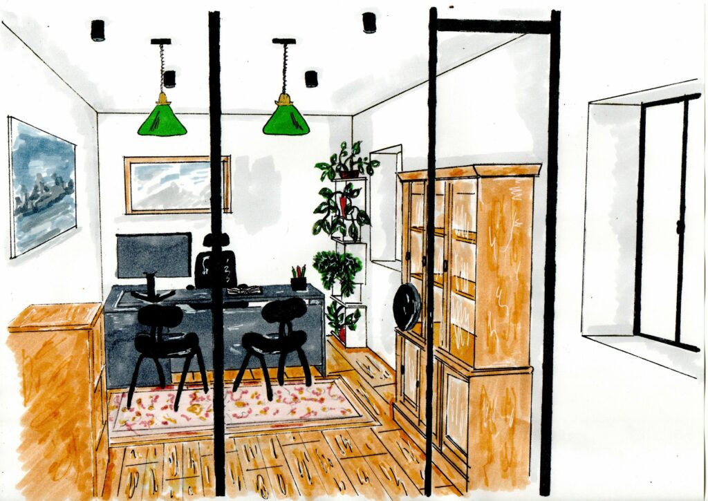 croquis aménagement bureau