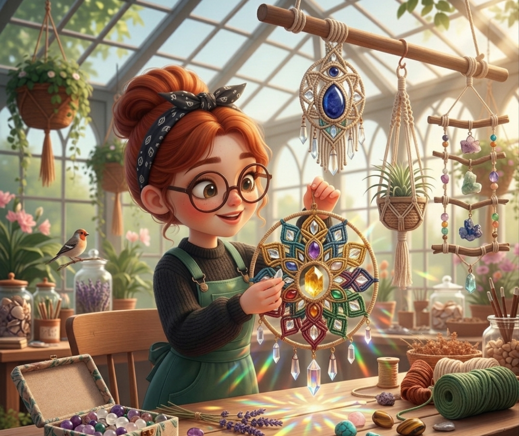 Atelier de création d'attrapes-lumières et macramés fait-main